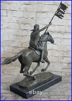 Rare Vintage Armor Bronze Native American Indian Warrior Riding Horse Figurine