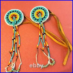 Rare Vintage Bead & Turquoise Native American Hair Ties Ny Onondaga Nation