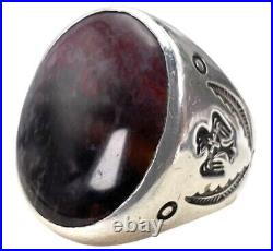 Rare Vintage Bell Trading Post Sterling Agate Ring Size 8.75