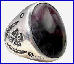 Rare Vintage Bell Trading Post Sterling Agate Ring Size 8.75