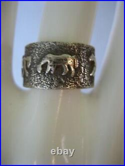 Rare Vintage Ben Knighthorse Sterling Silver Horse Ring Size 6