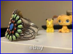 Rare Vintage Don Lucas Multi Stone Cuff Bracelet Sterling Native American