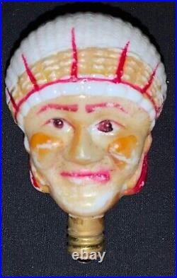 Rare! Vintage Figural Milk Glass Light Bulb Native American Chief (nonworking)