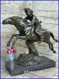 Rare Vintage Genuine Bronze Native American Indian Warrior Riding Horse Figurine Rare Vintage Genuine Bronze Native American Indian Warrior Riding Horse Figurine