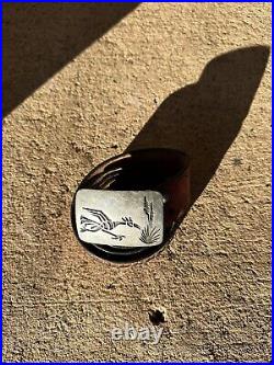 Rare Vintage Hopi Native American Roadrunner Belt Buckle