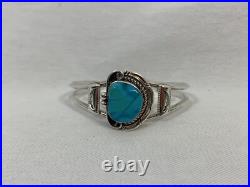 Rare Vintage Native American Acoma Stamped Turquoise Cuff Bracelet Small Wrist
