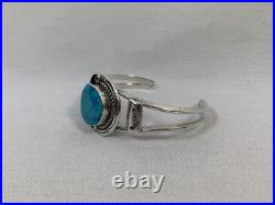 Rare Vintage Native American Acoma Stamped Turquoise Cuff Bracelet Small Wrist