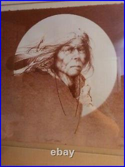 Rare Vintage Native American Art By Mike Larsen Lartist proof Spirit Moon 1982