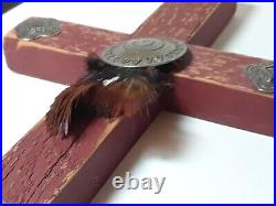 Rare Vintage Native American Ceremonial Crucifix Sterling Silver signed