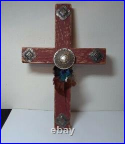 Rare Vintage Native American Ceremonial Crucifix Sterling Silver signed