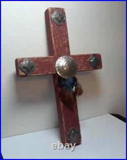 Rare Vintage Native American Ceremonial Crucifix Sterling Silver signed