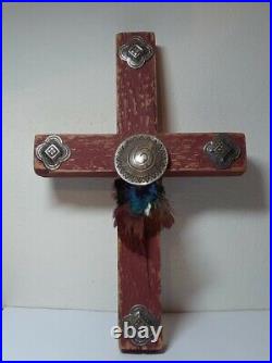 Rare Vintage Native American Ceremonial Crucifix Sterling Silver signed