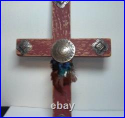 Rare Vintage Native American Ceremonial Crucifix Sterling Silver signed