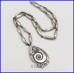 Rare Vintage Native American Hopi Sterling Silver Pendant Necklace 34.2g 25'