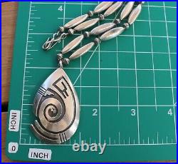 Rare Vintage Native American Hopi Sterling Silver Pendant Necklace 34.2g 25'