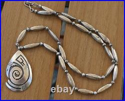 Rare Vintage Native American Hopi Sterling Silver Pendant Necklace 34.2g 25'