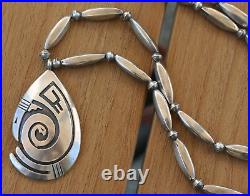 Rare Vintage Native American Hopi Sterling Silver Pendant Necklace 34.2g 25'