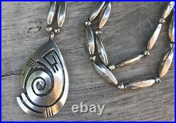 Rare Vintage Native American Hopi Sterling Silver Pendant Necklace 34.2g 25'