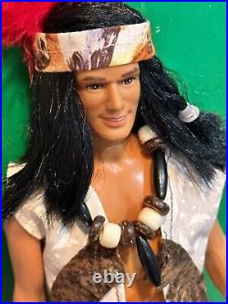 Rare Vintage Native American Ken Type Doll 12 Action Figure Dressed- Poseable