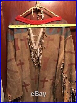 Rare Vintage Native American Leather War Shirt And Shield Handmade Real Leather