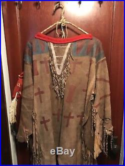 Rare Vintage Native American Leather War Shirt And Shield Handmade Real Leather