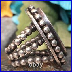 Rare Vintage Native American Navajo Bone Sterling Silver Cuff Bracelet & Ring