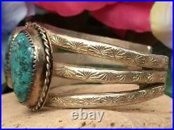 Rare Vintage Native American Navajo Spiderweb Turquoise Sterling Cuff Bracelet