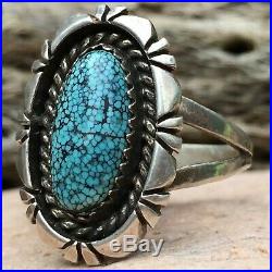 Rare Vintage Native American Navajo Sterling Spiderweb Turquoise Ring Sz 8.5 Wow