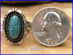 Rare Vintage Native American Navajo Sterling Spiderweb Turquoise Ring Sz 8.5 Wow