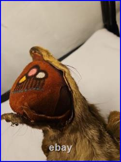 Rare Vintage Native American Preserved Fox Horned Ceremonial Rattle Noise Maker