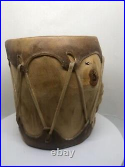 Rare Vintage Native American Southwest Double Sided Rawhide Leather Log Drum
