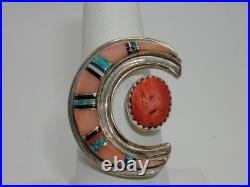 Rare Vintage Native American Zuni Herman Hoskie Sterling Crescent Moon Ring
