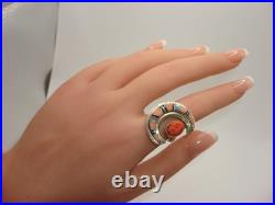 Rare Vintage Native American Zuni Herman Hoskie Sterling Crescent Moon Ring
