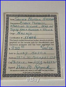 Rare Vintage Navaho Bisbee Lavender Pit Turquoise Squash Blossom Necklace