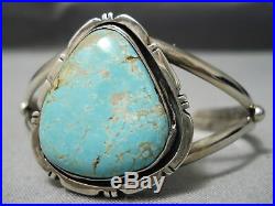 Rare Vintage Navajo #8 Turquoise Sterling Silver Bracelet Old