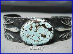 Rare Vintage Navajo #8 Turquoise Sterling Silver Lizard Bracelet