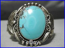 Rare Vintage Navajo Blue Diamond Turquoise Sterling Silver Bracelet