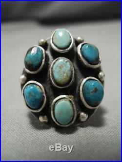 Rare! Vintage Navajo Blue Gem Turquoise Sterling Silver Native American Ring