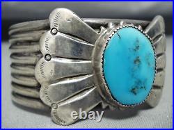 Rare Vintage Navajo Butterfly Concho Turquoise Sterling Silver Bracelet