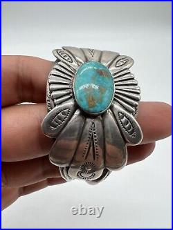 Rare Vintage Navajo Butterfly Concho Turquoise Sterling Silver Bracelet