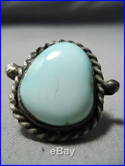 Rare Vintage Navajo Candelaria Turquoise Sterling Silver Ring