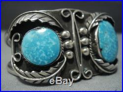 Rare Vintage Navajo Carico Lake Turquoise Sterling Silver Bracelet Cuff
