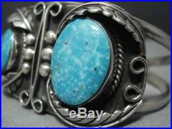 Rare Vintage Navajo Carico Lake Turquoise Sterling Silver Bracelet Cuff