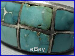Rare Vintage Navajo Carico Lake Turquoise Sterling Silver Bracelet Old Cuff