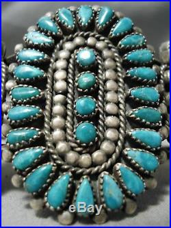 Rare Vintage Navajo Gilbert Turquoise Sterling Silver Bracelet Old