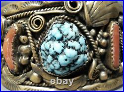 Rare Vintage Navajo Justin Morris Spiderweb Turquoise Sterling Silver Bracelet