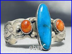 Rare Vintage Navajo Nacozari Turquoise Sterling Silver Bracelet