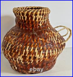 Rare Vintage Navajo Native American Pitched Basketry Water Container c Mid 1900s