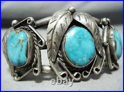 Rare Vintage Navajo Old Morenci Turquoise Sterling Silver Bracelet
