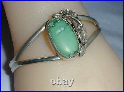 Rare Vintage Navajo Peterson Johnson Sterling Old Turquoise Cuff Bracelet